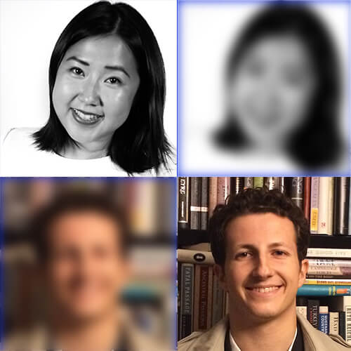 Headshots of Jenny Lo and Will Monge, plus copies of each headshot arranged in a two by two grid